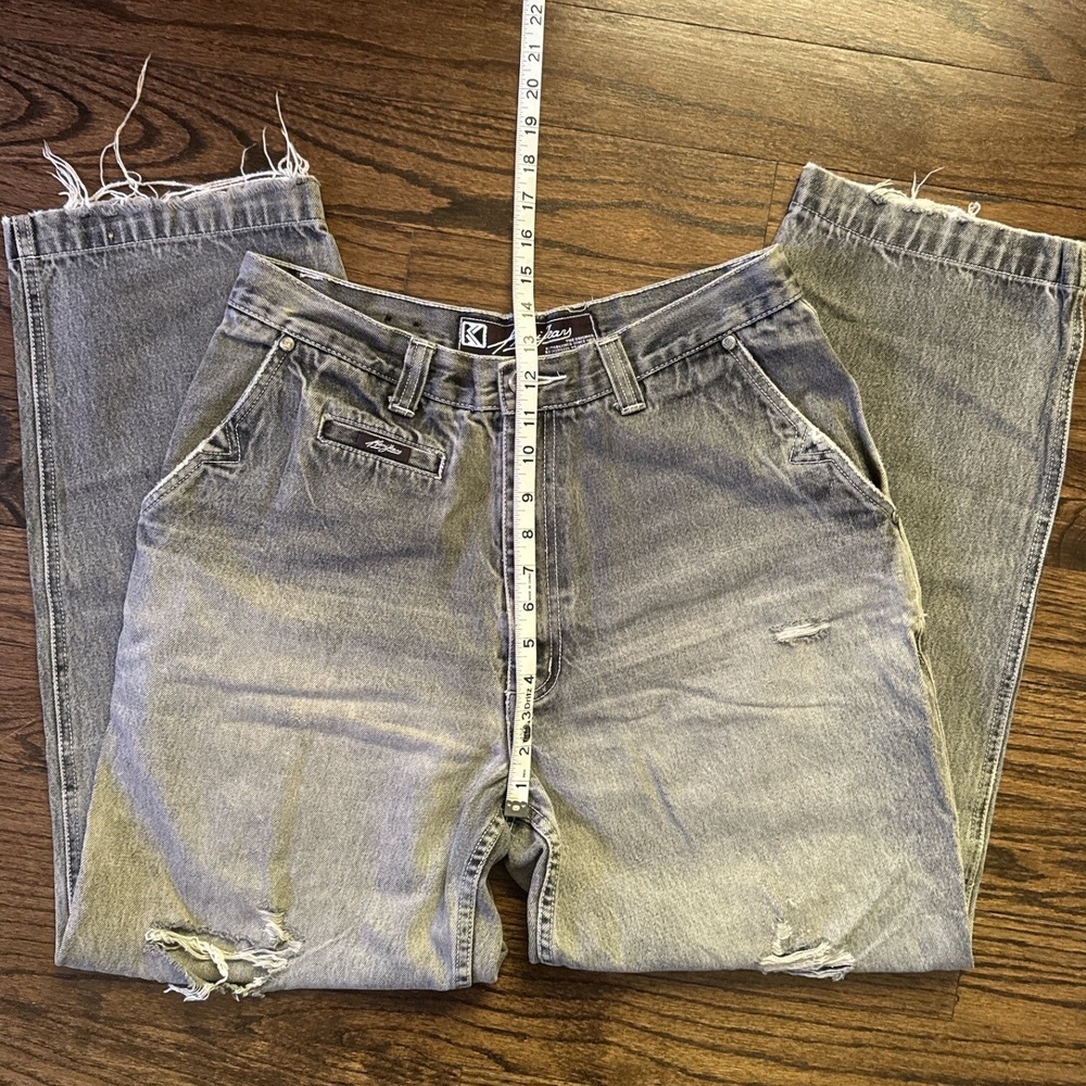 Y2K Karl Kani Jeans 90's Mens W32 L32 Grey Wash Distressed Retro‎ Worn Baggy Fit - Picture 9 of 10